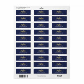 CUSTOM faux gouden folie namen navy + gouden KASHE Etiket (Full Sheet)