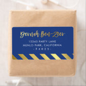 CUSTOM faux gouden folie namen royal blue DEVORAH Etiket (Insitu)