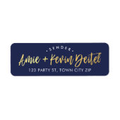 CUSTOM faux gouden folie scriptnamen navy + gold Etiket (Voorkant)