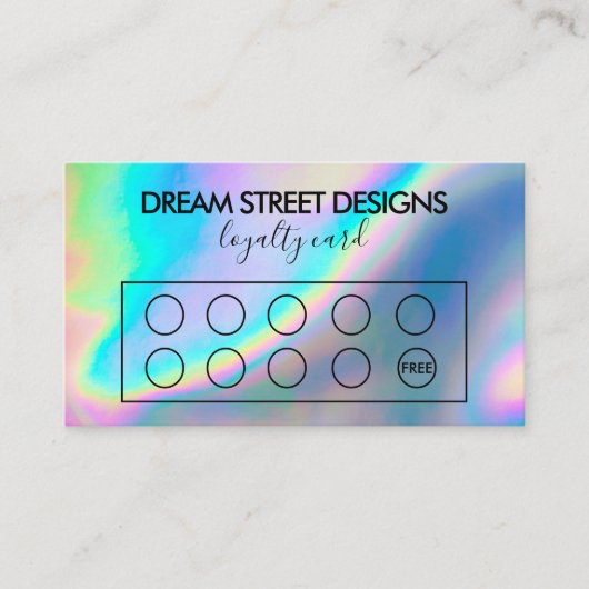 Custom Faux Holo Green Loyalty Kaart Visitekaartje (Voorkant)