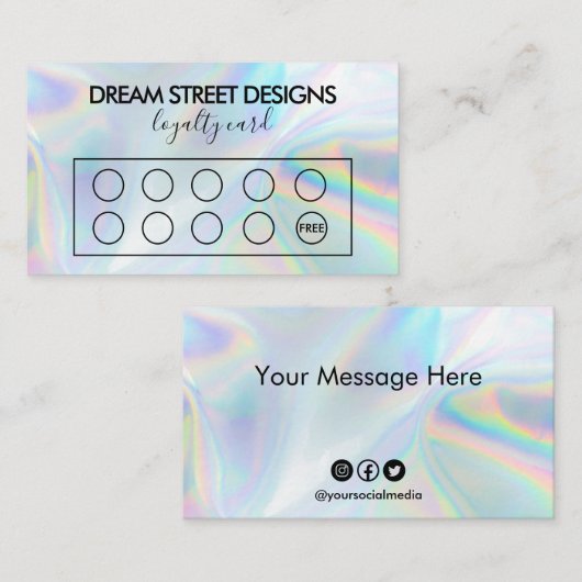 Custom Faux Holo Loyalty Kaart Visitekaartje (Voorkant / Achterkant)
