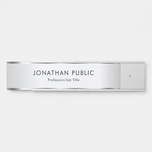 Custom Faux Silver Elegant Modern Sjabloon Deurbordje (Voorkant)