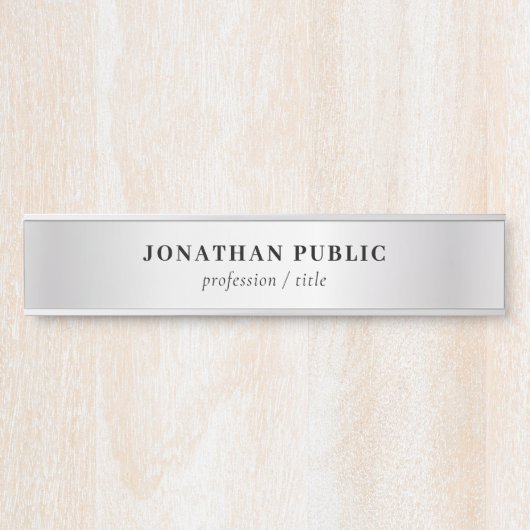 Custom Faux Silver Elegant Moderne Sjabloon Lang Deurbordje (Voorkant)