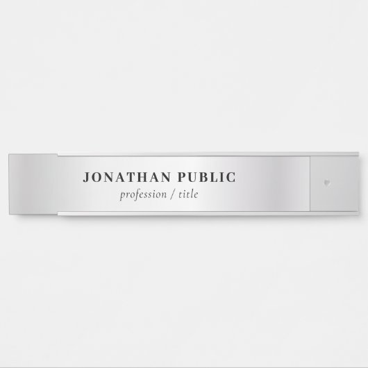 Custom Faux Silver Elegant Moderne Sjabloon Lang Deurbordje (Voorkant)