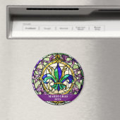 Custom Faux Stained Glass Mardi Gras Flower Magneet (Insitu (Vaatwasser))