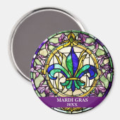 Custom Faux Stained Glass Mardi Gras Flower Magneet (Voorkant / Achterkant)