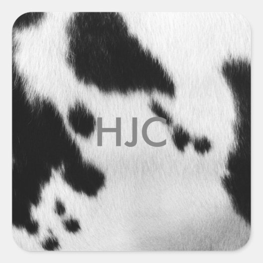 Custom. Faux zwart-wit Koeienhuid. Vierkante Sticker (Voorkant)