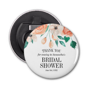 Custom Favorieten Elegant Perzik Bloemen Vrijgezel Button Flesopener