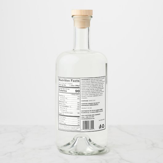 Custom FDA-compatibel Prime Ingrediënt Brood Label Likeurfles Etiket (Voorkant)