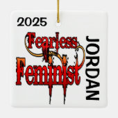 CUSTOM Fearless Feminist Keramisch Ornament (Achterkant)