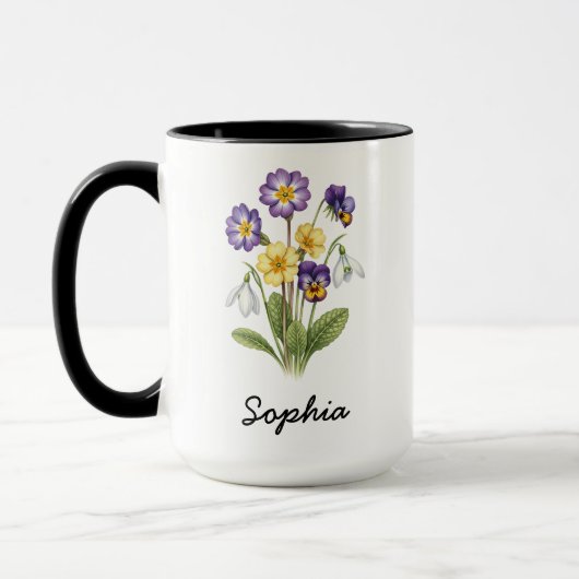 Custom February Birth Flower - Personalized Name Mok (Links)
