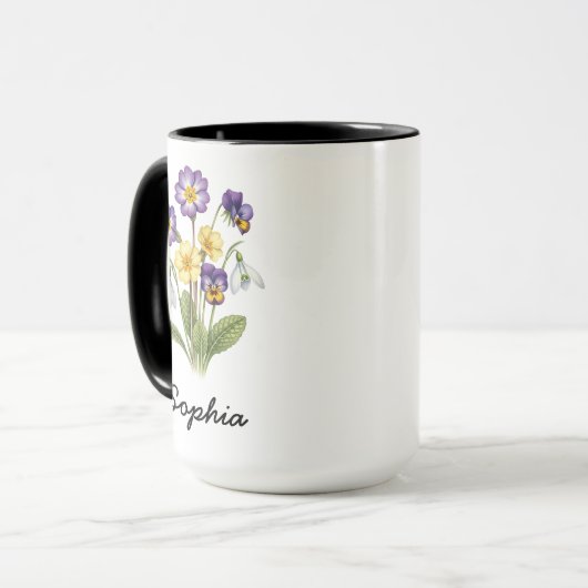 Custom February Birth Flower - Personalized Name Mok (Voorkant links)