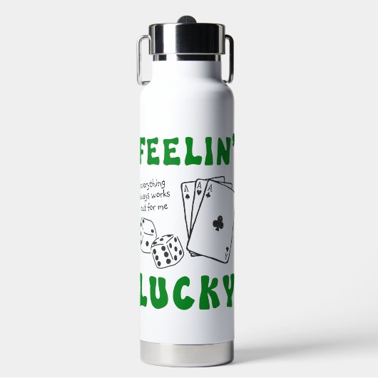 Custom Feelin' Lucky Positive Affirmation & Aces Waterfles (Voorkant)