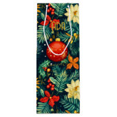 Custom Feestelijke Evergreen en Ornament Gift Bag Wijn Cadeautas (Achterkant)