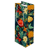 Custom Feestelijke Evergreen en Ornament Gift Bag Wijn Cadeautas (Voorkant Gekanteld)