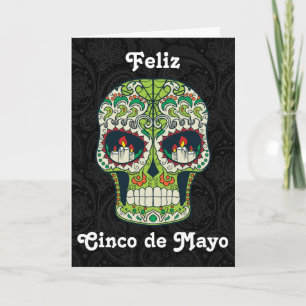 Custom Feliz Cinco de Mayo Sugar Skull Card Kaart