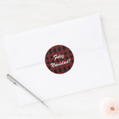 Custom Feliz Navidad Kerst Rood Plaid Spaans Ronde Sticker (Envelop)