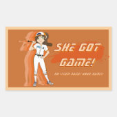 Custom Female Baseball Player Sticker (Voorkant)