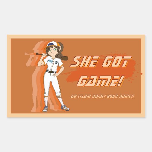 Custom Female Baseball Player Sticker (Voorkant)