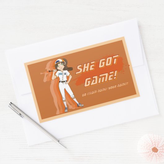 Custom Female Baseball Player Sticker (Envelop)