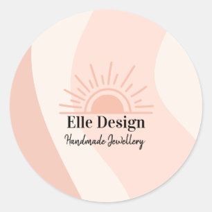 Custom Feminine Blush Pink Professional Boho Sun Ronde Sticker