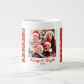 Custom Festive Red Green Christmas Photo Grote Koffiekop (Voorkant)