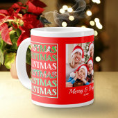 Custom Festive Red Green Christmas Photo Grote Koffiekop