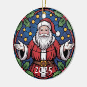 Custom Festive Santa Stained Glass Artwork  Keramisch Ornament (Links)