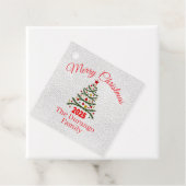 Custom Festive Xmas Tree Christmas Paper Square Bedankjes Labels (In situ)