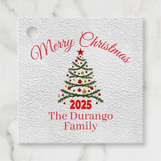Custom Festive Xmas Tree Christmas Paper Square Bedankjes Labels (Voorkant)