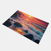Custom Fiery Sunset Coastline – Ocean Cliffs Deurmat (Schuin)