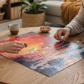 Custom Fiery Sunset Coastline – Ocean Cliffs Legpuzzel
