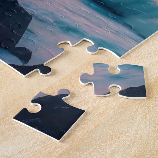 Custom Fiery Sunset Coastline – Ocean Cliffs Legpuzzel (Zijkant)