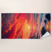 Custom Fiery Sunset Coastline – Ocean Cliffs Strandlaken (Voorkant)