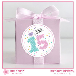 Custom Fifteen en Fabulous Roze Confetti Verjaarda Ronde Sticker