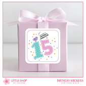 Custom Fifteen en Fabulous Roze Confetti Verjaarda Vierkante Sticker
