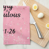 Custom Fifty en Fabulous Happy 50th Birthday Pink Theedoek (Quarter Fold)