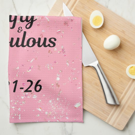 Custom Fifty en Fabulous Happy 50th Birthday Pink Theedoek (Quarter Fold)