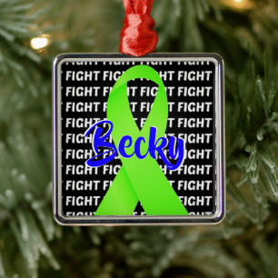 CUSTOM Fight Lymfoom Kanker Lime Groen Lint Metalen Ornament