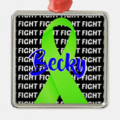 CUSTOM Fight Lymfoom Kanker Lime Groen Lint Metalen Ornament (Voorkant)