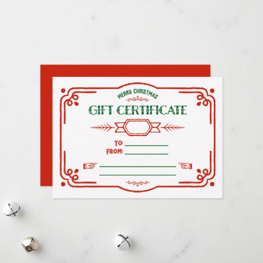 Custom Fill in the Blank Holiday Gift Certificate Feestdagenkaart (Voorkant / Achterkant in situ)
