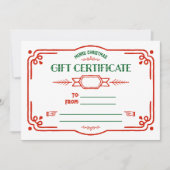 Custom Fill in the Blank Holiday Gift Certificate Feestdagenkaart (Voorkant)