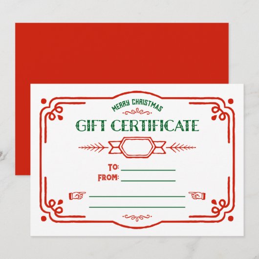Custom Fill in the Blank Holiday Gift Certificate Feestdagenkaart (Voorkant / Achterkant)