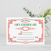 Custom Fill in the Blank Holiday Gift Certificate Feestdagenkaart (Staand voorkant)