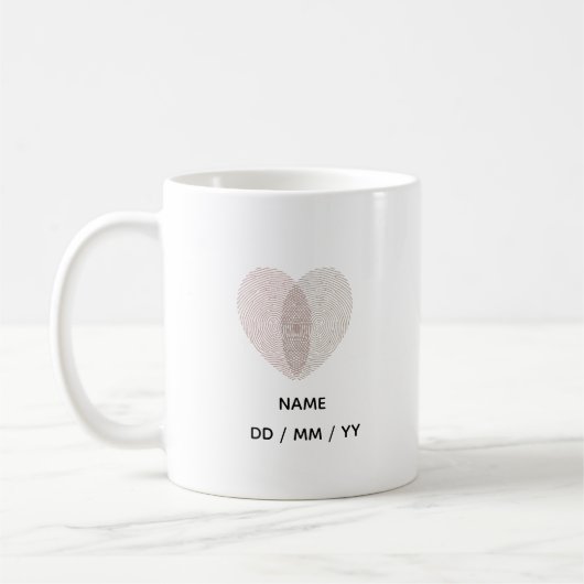 Custom Fingerprint Heart Wedding Anniversary  Koffiemok (Links)