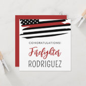 Custom Fire Academy Modern Brandweerman Afstuderen Kaart (Voorkant / Achterkant in situ)