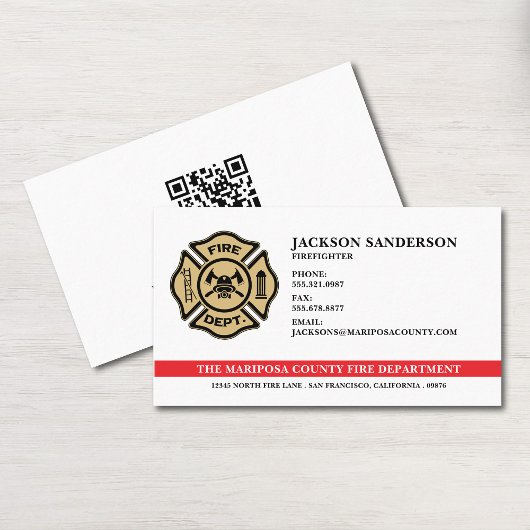 Custom Fire Department Firefighter QR Code Logo Visitekaartje