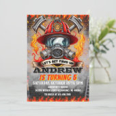 Custom Fire Fighter Mask Brandweer Verjaardag Kaart (Staand voorkant)