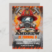 Custom Fire Fighter Mask Brandweer Verjaardag Kaart (Voorkant / Achterkant)