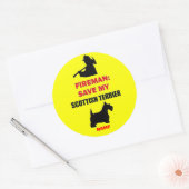 Custom Fire Safety Schotse Terrier Ronde Sticker (Envelop)